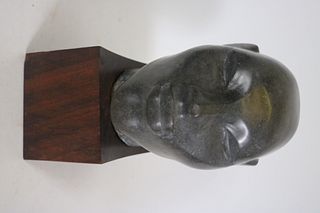 Abstract Gray Marble Sculpture of a Elongated Head