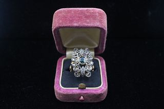 Victorian Silver Top Yellow Gold Ring