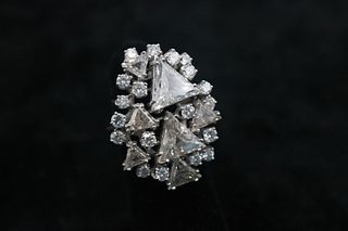 Platinum & Trillion Cut Diamond Cocktail Ring