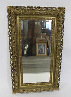 Antique Reticulated Giltwood Mirror .