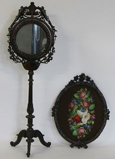 Carved Black Forest Style Needlepoint Stand &