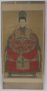 Large Chinese Ancestral Portrait on Silk.