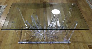 Modernist Acrylic Glass Top Coffee Table .