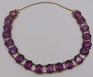 JEWELRY. Gilt Silver and Amethyst Necklace.