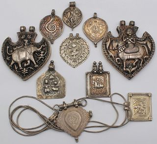 JEWELRY. Grouping of Indian Silver Pendants.