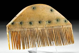 9th C. Viking Bone Comb w/ Iron Rivets