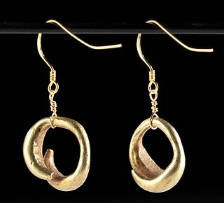 European Bronze Age Electrum Hair Coil Earrings (pr)