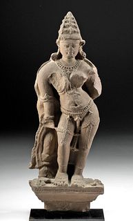 14th C. Indian Sandstone Panel of Goddess Parvati