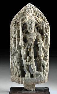11th C. Indian Carved Stone Stele of Lord Bhairava