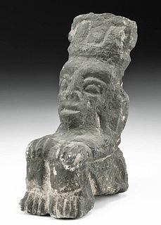 Fine Aztec Stone Seated Figure w/ Headdress