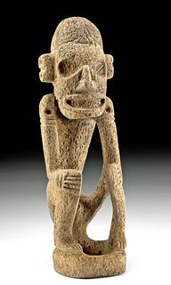 Extremely Rare Taino Wood Seated Figure