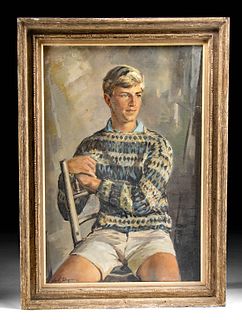 Large Exhibited W. Draper Portrait of Son "Willy" 1962
