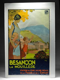 1930s French PLM Railway Poster - Besancon la Mouillere