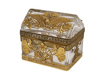 A French crystal and gilt-bronze jewelry box