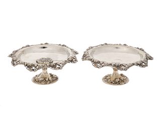 A near-pair of Tiffany & Co. sterling silver tazzas