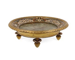 A French gilt-bronze and champleve enamel centerpiece