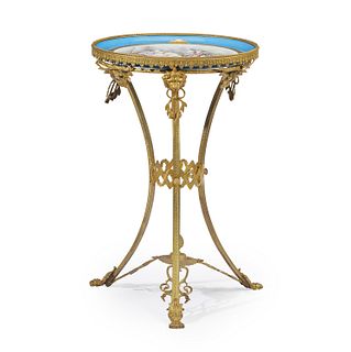 A French Sevres-style and gilt-bronze gueridon