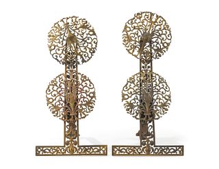 A pair of French Art Nouveau gilt-bronze chenets