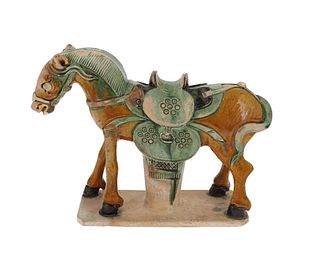 A Chinese sancai glazed ceramic horse