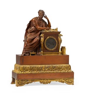 A French Charles X bronze mantel clock