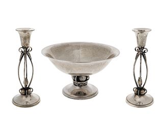A group of Georg Jensen-style sterling silver table items