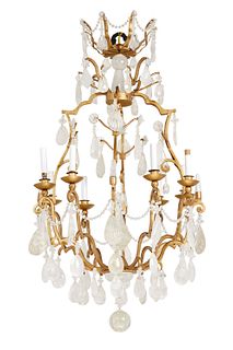 A French Louis XV-style rock crystal chandelier