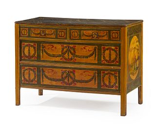 An Italian hand-painted commode