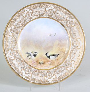Eight Gilt-Encrusted Royal Doulton Bird Plates
