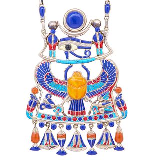 LARGE EGYPTIAN REVIVAL PENDANT NECKLACE