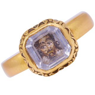 IMPORTANT STUART CRYSTAL PORTRAIT RING OF KING CHARLES THE 1ST