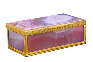 ANTIQUE AGATE AND GOLD SNUFFBOX