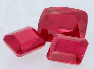 MIXED LOT OF 3 SYNTHETIC RUBIES