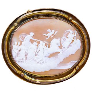 ANTIQUE LARGE SHELL CAMEO BROOCH