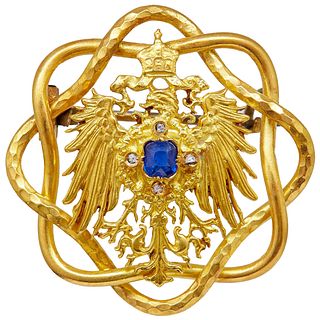 ANTIQUE VICTORIAN SAPPHIRE AND DIAMOND EAGLE BROOCH