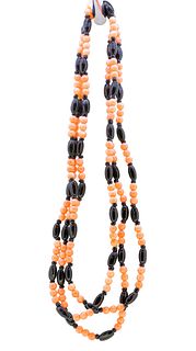 CORAL AND JET NECKLACE