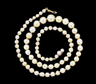 IMPORTANT NATURAL SALTWATER PEARL NECKLACE