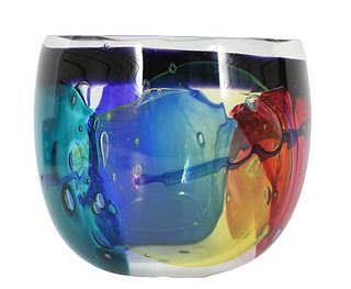 Leon Applebaum Art Glass Vase, Signed