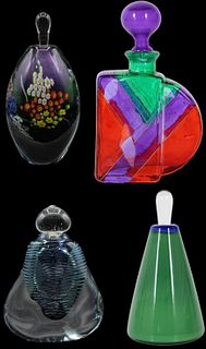 (4) Art Glass Perfume Bottles