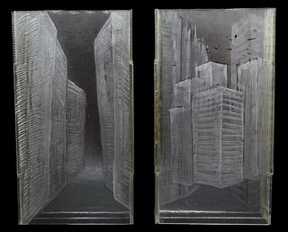 Ruth Oliphant (b. 1977) Pair Art Glass Sculptures