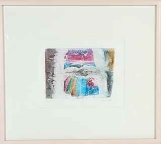 Contemporary Abstract Signed Color Etching
