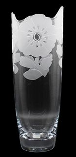Tall Polish Frosted Floral Vase