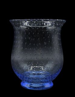 Steuben Controlled Bubble Blue Vase