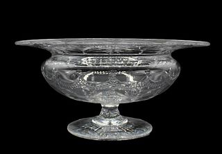 Steuben Engraved Footed Centerpiece Bowl