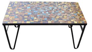 French Tiled Slate Top Iron Table