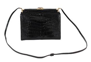 Judith Leiber Black  Alligator Handbag