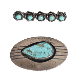 Navajo Silver & Turquoise Pin & Pendant