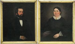 2 Oil Portraits, Attrib. Ammi Phillips (1788-1865)