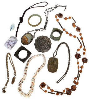 (11) Misc Costume Jewelry, Carvings & Beads
