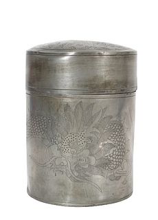Antique Chinese Paktong Engraved Tea Caddy