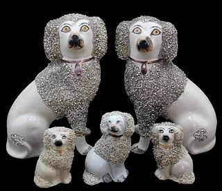 (5) Antique Staffordshire Dog Figurines
